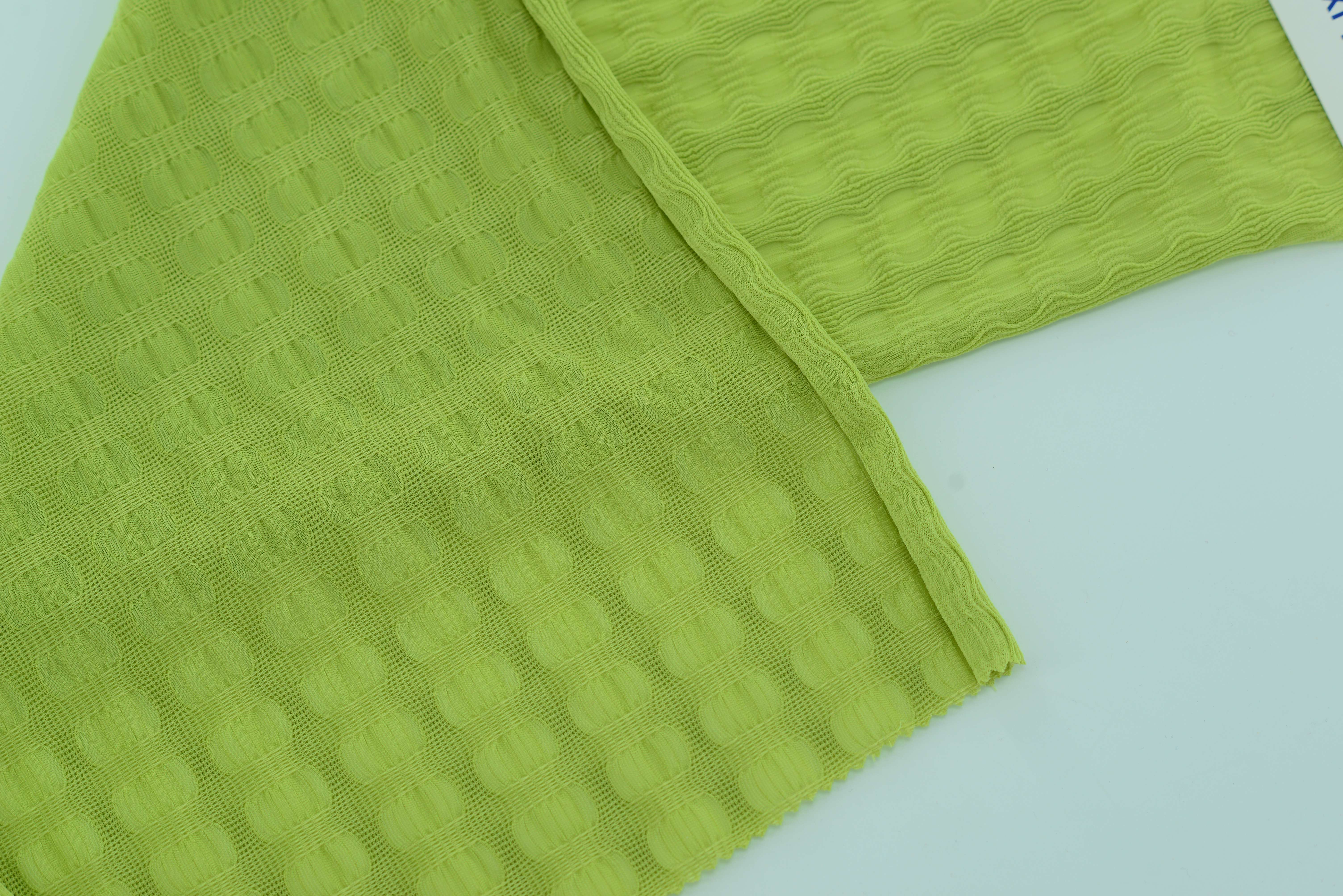 LX-P-16084 KNIT CHECK SINGLE BUBBLE JACQUARD