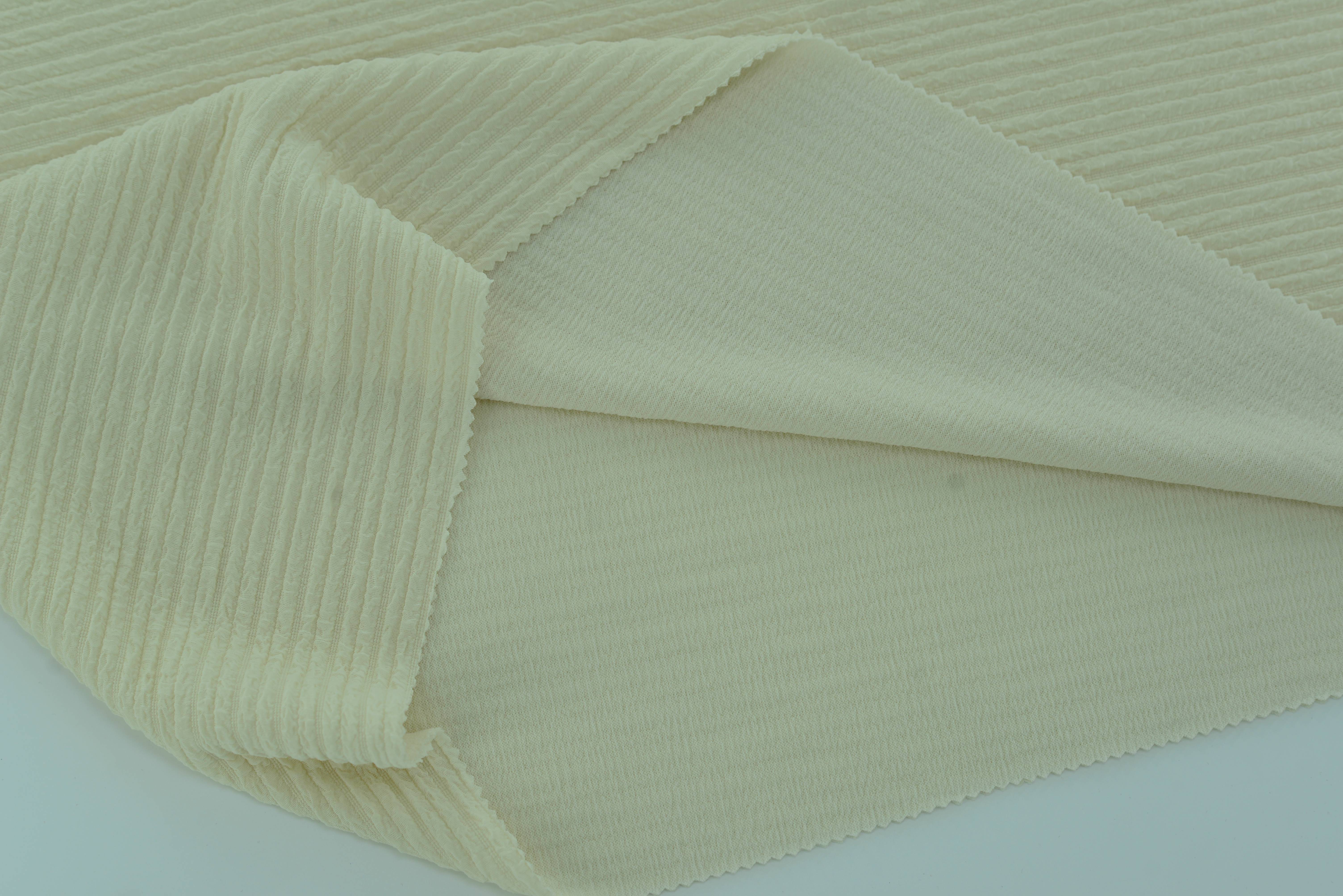 LX-P-16110 KNIT STRIPS BUBBLE JACQUARD